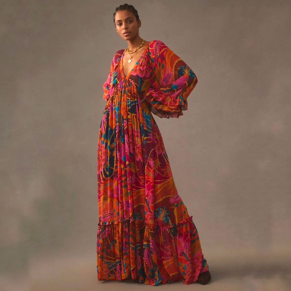 Farm Rio Vintage Wave Maxi Dress Small NWT - Picture 1 of 16